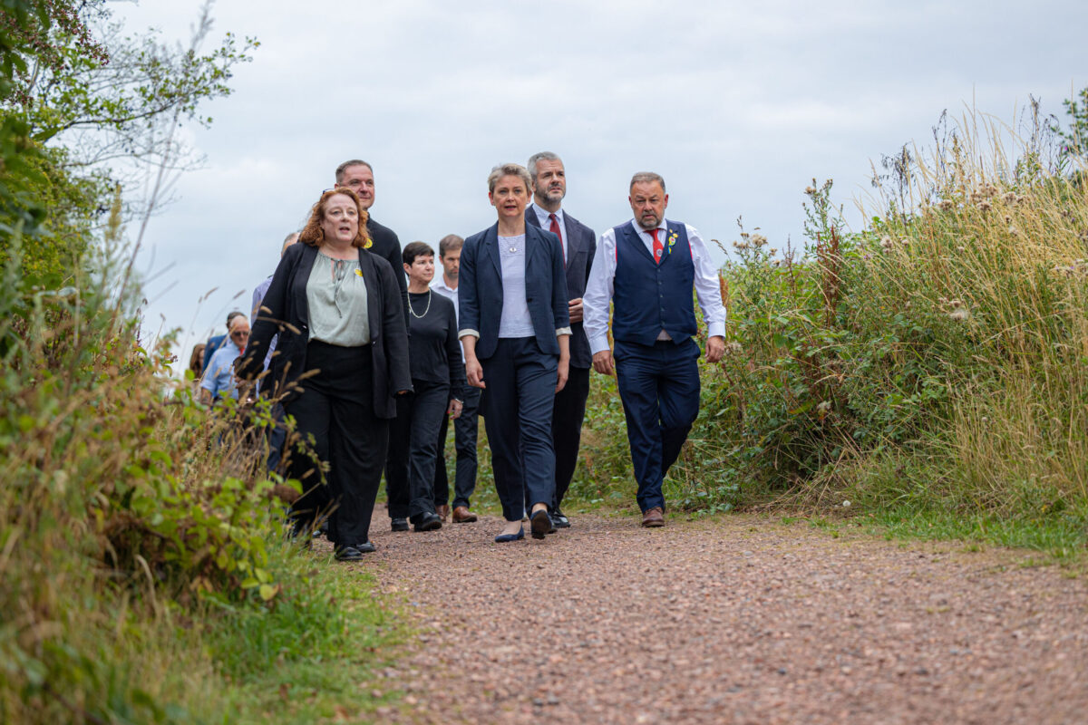 Yvette Cooper MP with campaigners at Orgreave.