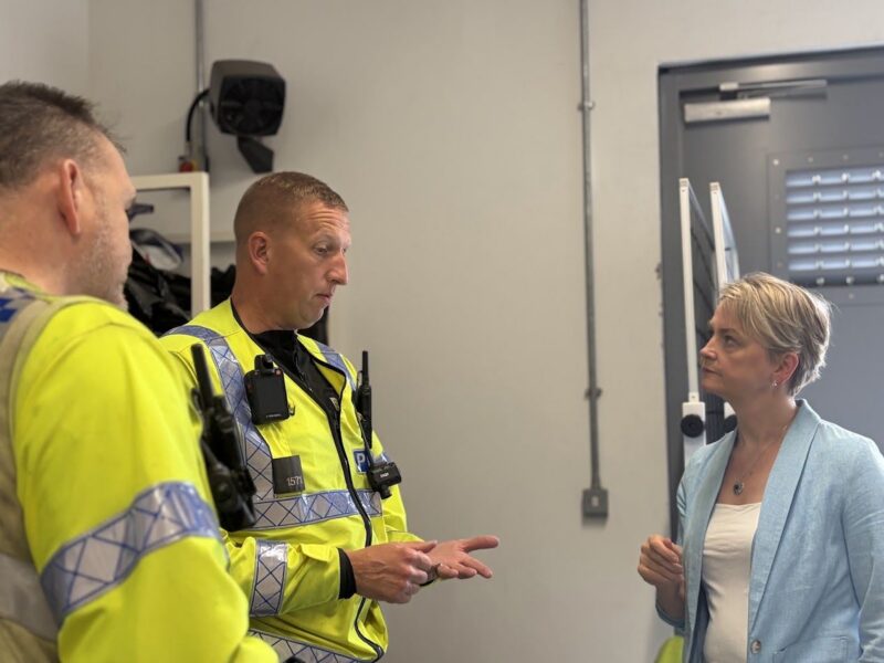 Yvette Cooper MP on a visit with West Yorkshire Police